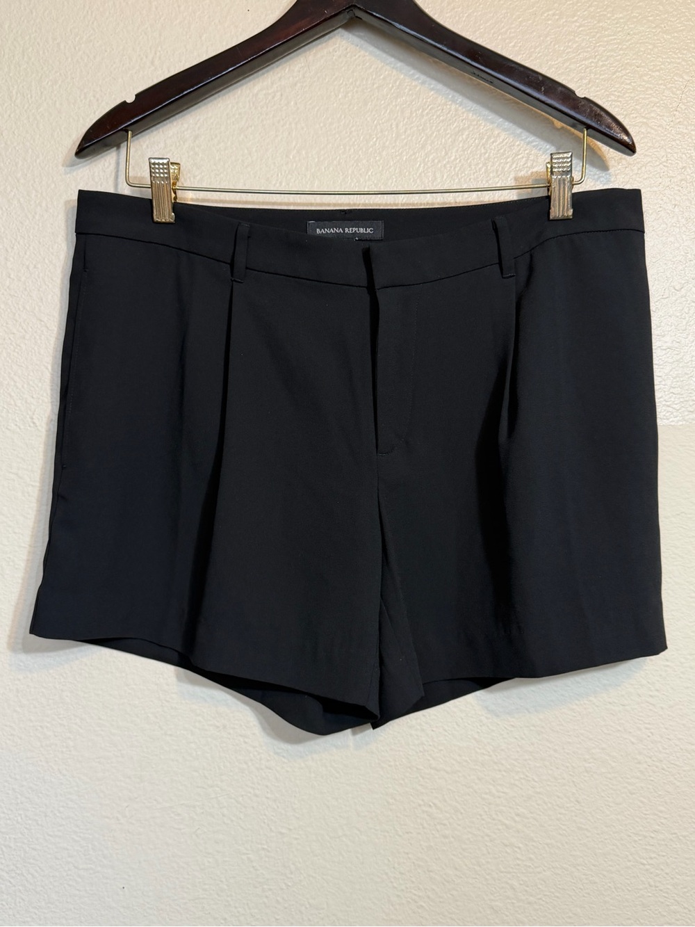 Banana Republic Black Pleated High-Rise Dress Shorts